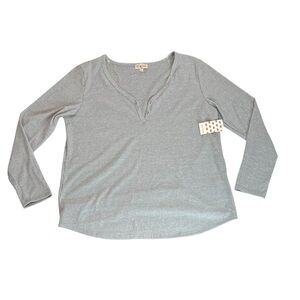 FREE KISSES Long Sleeve V Neck Ribbed Top